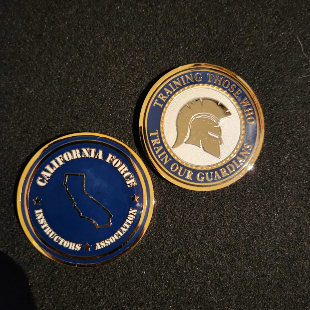 Two challenge coin of California force company in color