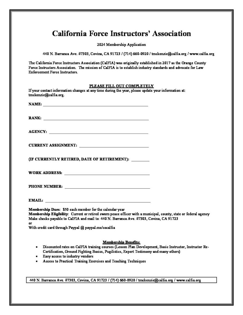 2024 CalFIA Application - New
