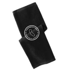 Black towel with white California Force Instructors Association logo.