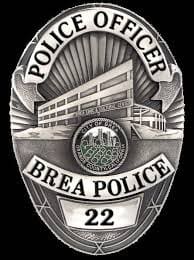 Brea Police Department badge with number 22.