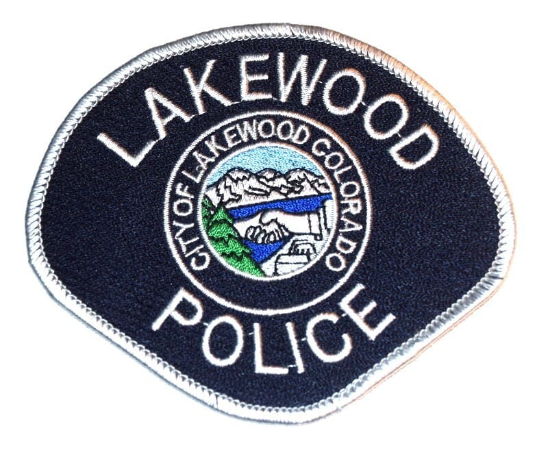 Lakewood Police patch with mountain emblem.